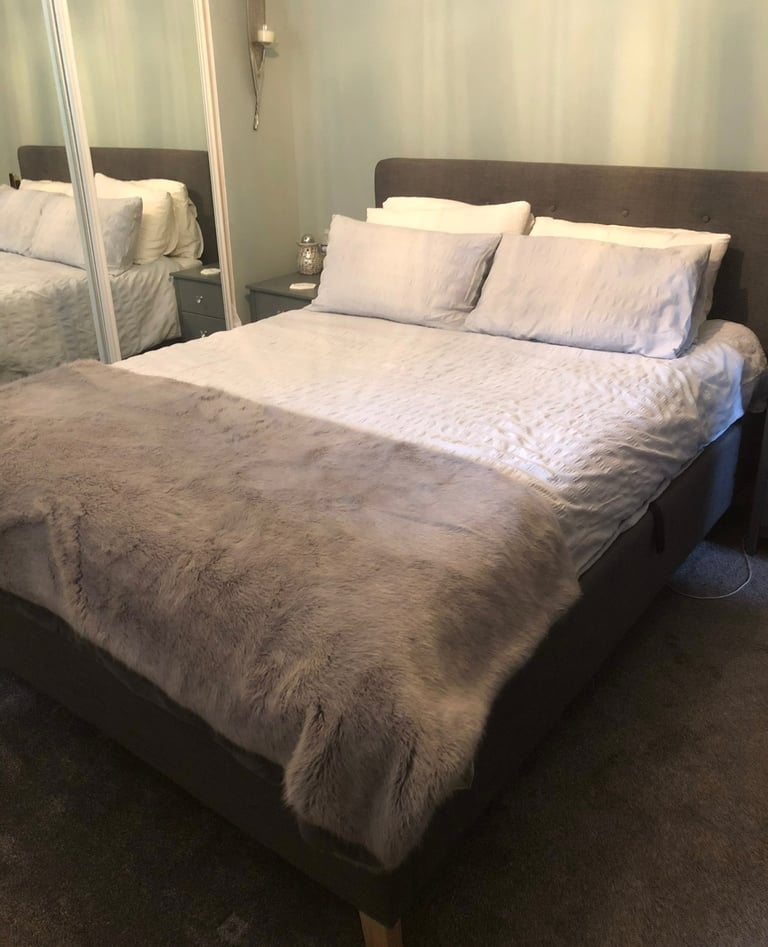 King size ottoman grey bed can deliver locally for fee