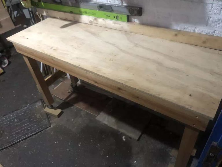 Wooden Workshop Bench Unit Counter Top Market Table Workbench With ...