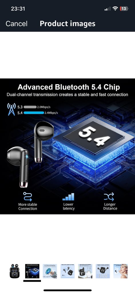 Earbuds Wireless Bluetooth 5.4 Brand New Boxed Black 