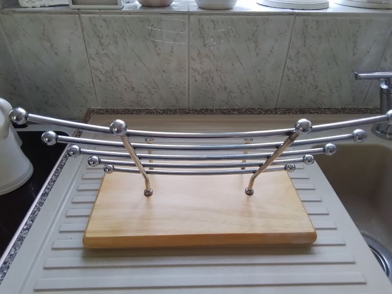 Cookery Book Stand Light Oak Wood Base With Chrome 