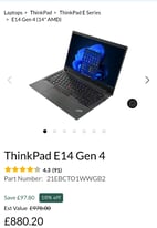 Thinkpad E14 GEN 4 (AMD RYZEN 5 5625U) 16GB RAM / 256 GB SSD