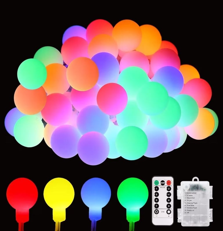 Fairy Lights Battery, 7M 60 LED (Multi-Coloured) 