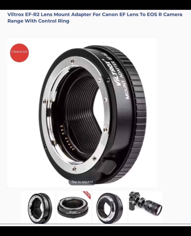 CANON EF-R2 VILTROX CONTROL RING, FIT EF LENSES TO EOS “R”.   REDUCED 