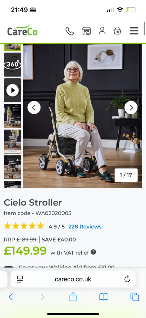 Careco celio stroller walker shopping trolley folding with bag 