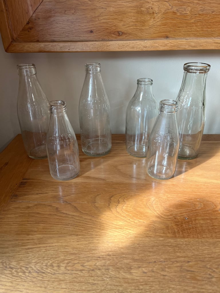 Vintage glass milk bottles 