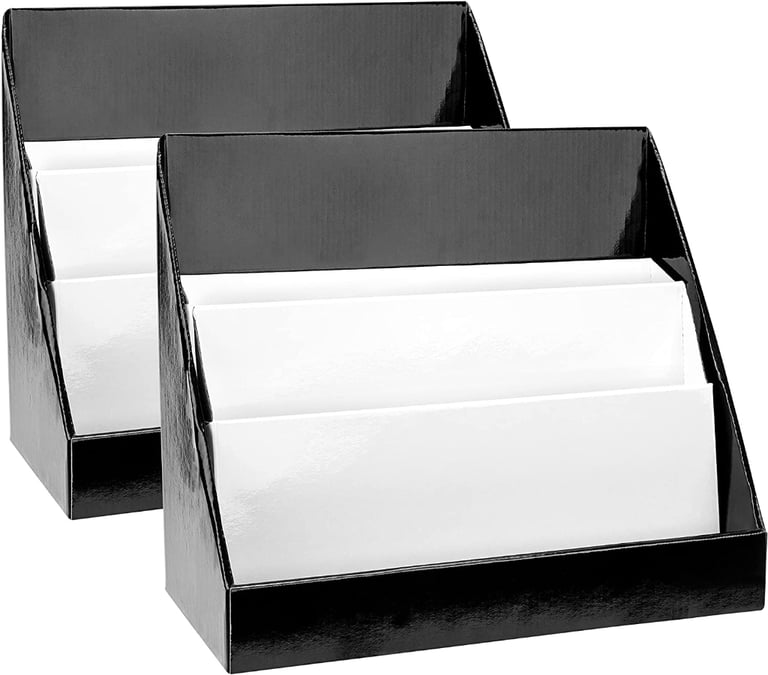 Amazon Basics Book Shelf, Corrugated Cardboard, Black, 2-Pack