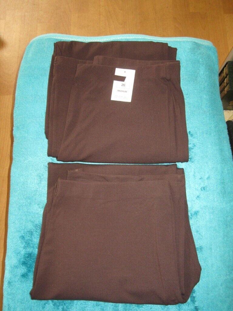 2 Pairs of Brand New Brown Ladies Trousers Size 20