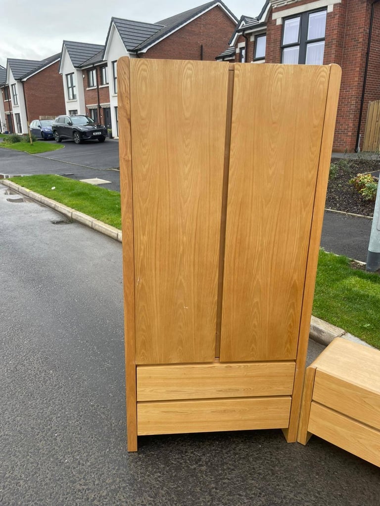 Bedroom suite Modern combination wardrobe £139  5 drawers chest of drawers £75 Bedside locker £20