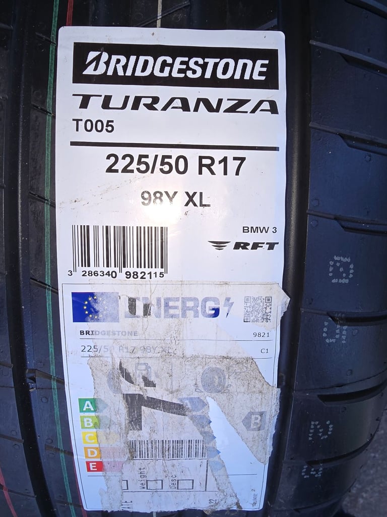 image for Bridgestone Turanza T005 tyre, size 225/50R17 98Y XL - BMW 3 RFT - new with label