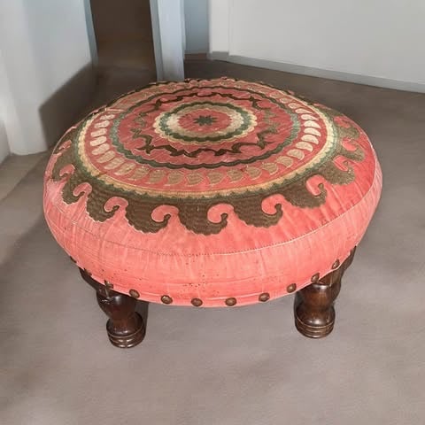 image for Beautiful footstool with wooden legs