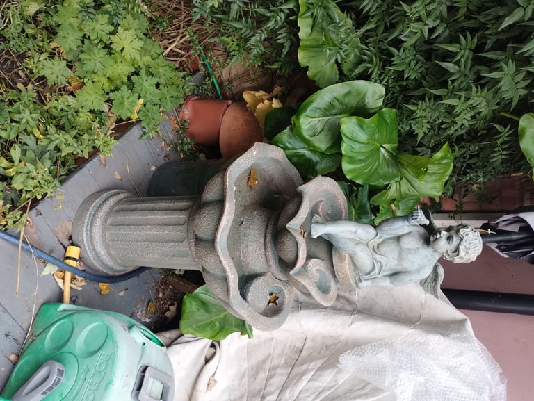 image for Water Feature with cherub Solar Powered Pouring Fountain with Planter By Solara