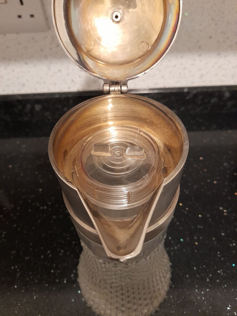 Vintage Sheratonn Silverplate Claret Jug/Decanter with ice insert  - Cut Glass