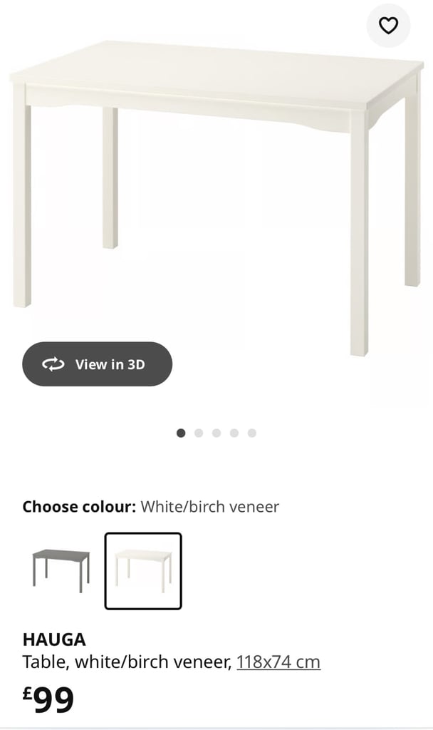 HAUGA Table ikea, white/birch veneer, 118x74 cm
