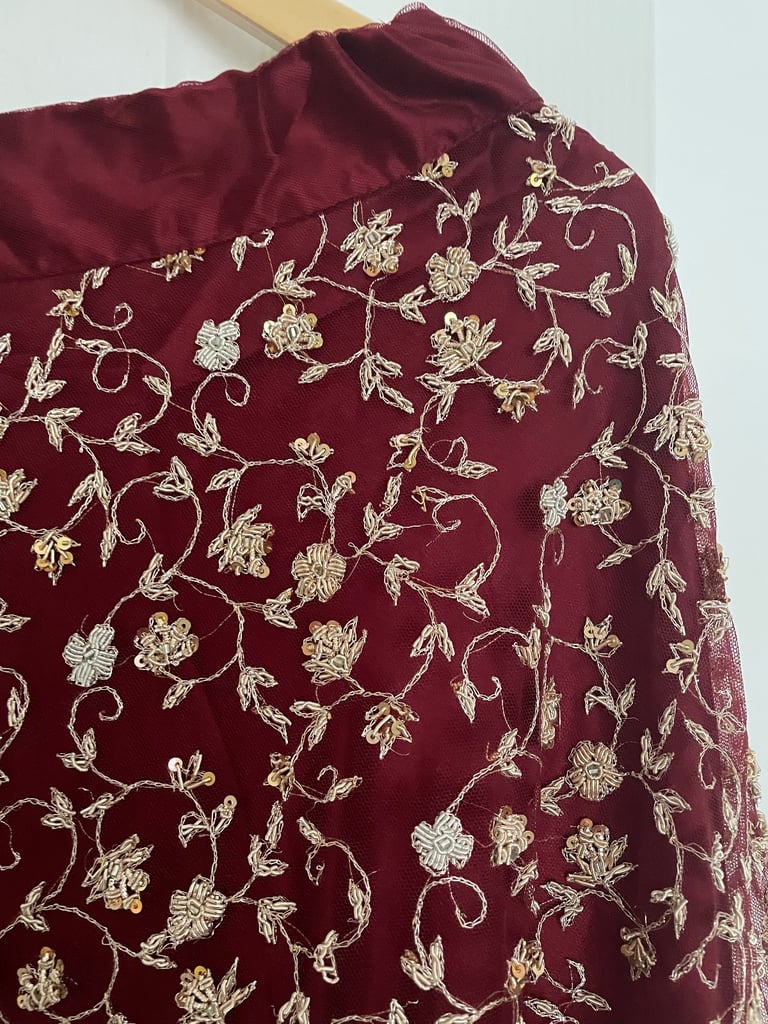 Burgundy wedding lengha