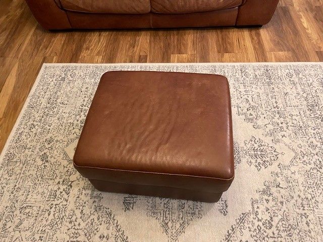 Brown Leather, 3 Piece Sofa and Foot/Storage Stool 