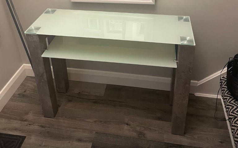 Stylish Grey Glass Console Table - As New Condition