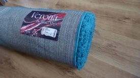 Blue Teal Shaggy Italian rug *Very Large* High Pile Excellent condition 200x290cm