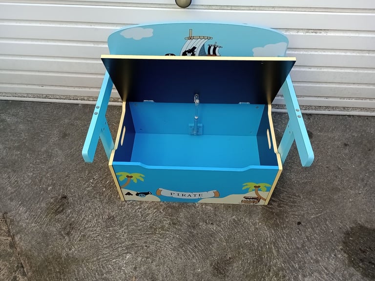 image for Pirate toy box, underwear storage with lift up lid.