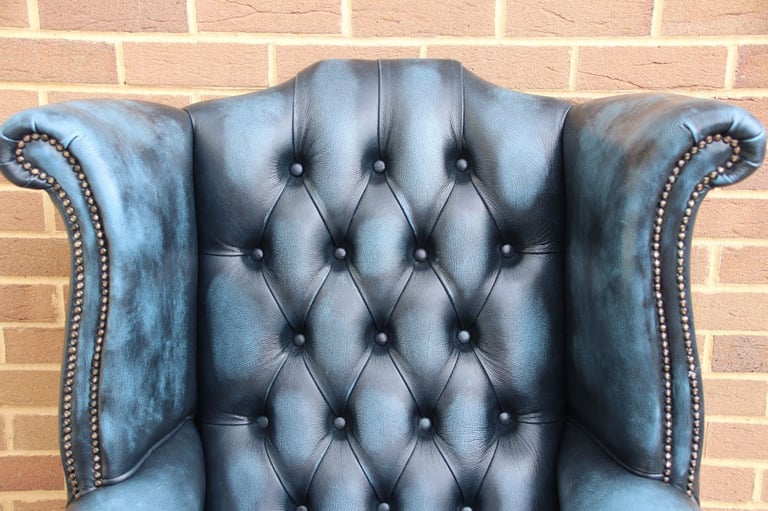 Chesterfield Luxury Wingback Armchair with Footstool (UK Delivery)