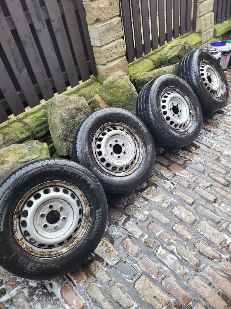4x mercedes sprinter 6 stud wheels with good matching 235 65 16c tyres