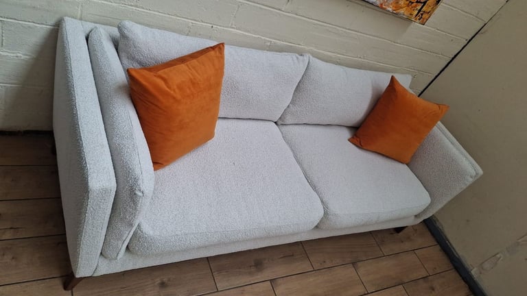 John lewis Trim 3 seater sofa in white boucle fabric RRP £2000