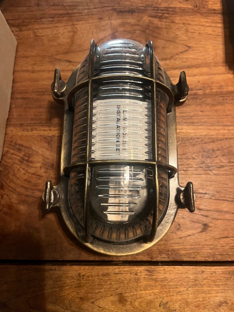 x2 Dowsing & Rowland Steve Bulkhead Lights, Brass (New in box). Unused from recent renovation