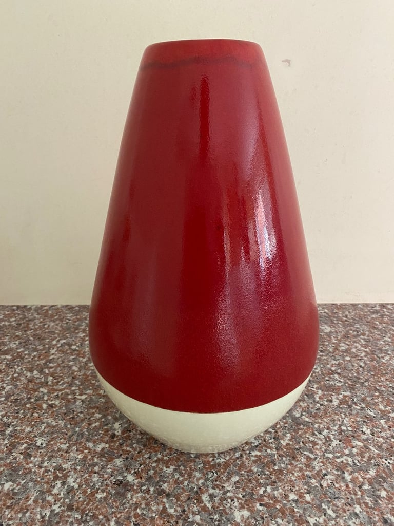 image for Modern Porcelain Vase Red White *LIKE NEW*