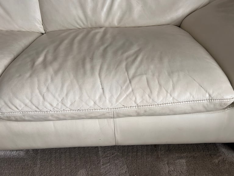 FREE X2 Harvey’s cream leather 3 seater sofas and footstool