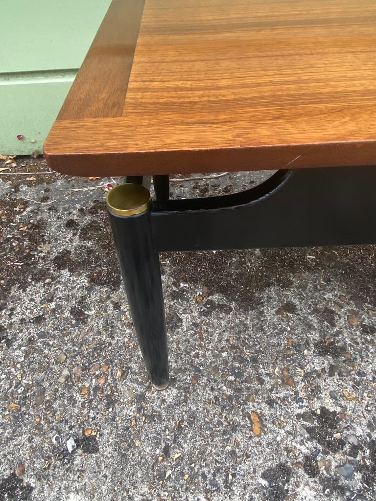 VINTAGE G PLAN LIBRENZA RANGE COFFEE TABLE IN TOLA AND BLACK EBONISED