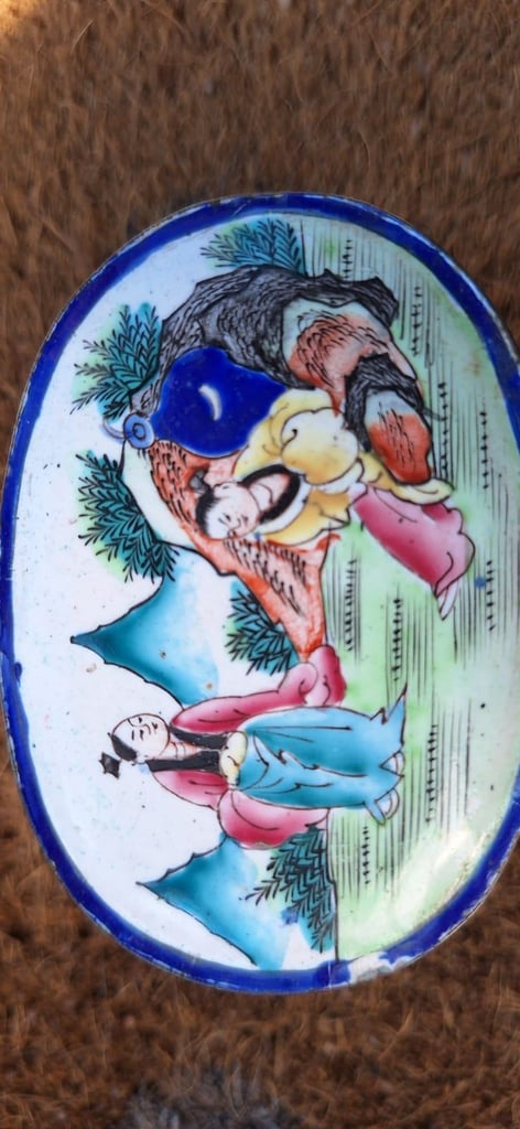 Antique Japanese Cloisonne Fire Glazed Enamel Pot