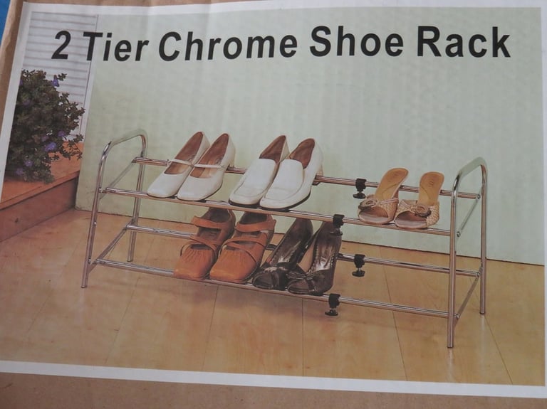 image for Unused 2 tier chrome shoe rack 