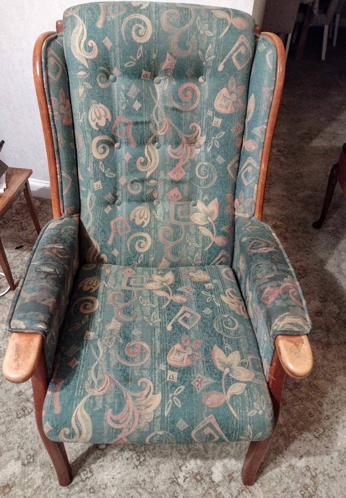 Parker Knoll style fireside chair, armchair, easy chair in green