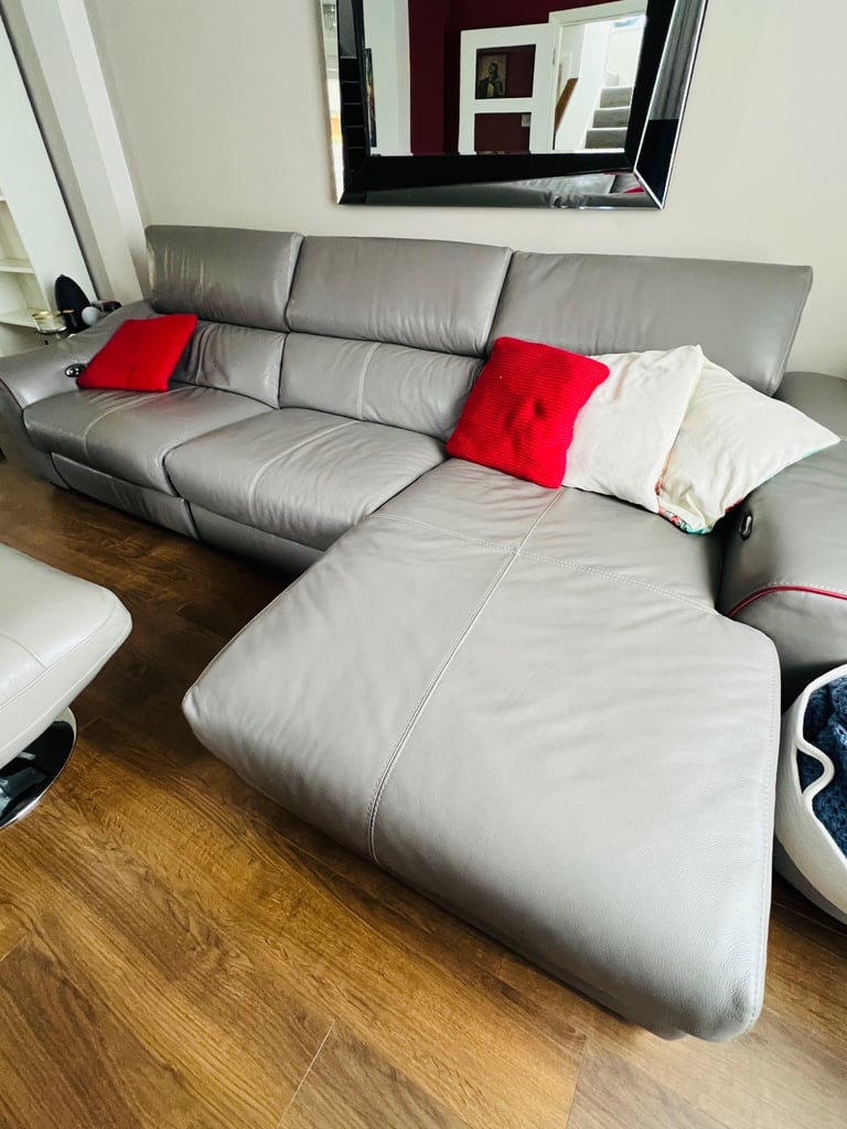 Leather sofa Fishpools Elixir 2 Power Recliner – 3-Piece – Elephant Grey 