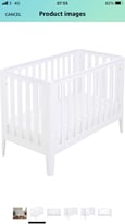 Baby Cot Bed white | Solid Pine Wood | Converts into Baby +mattress
