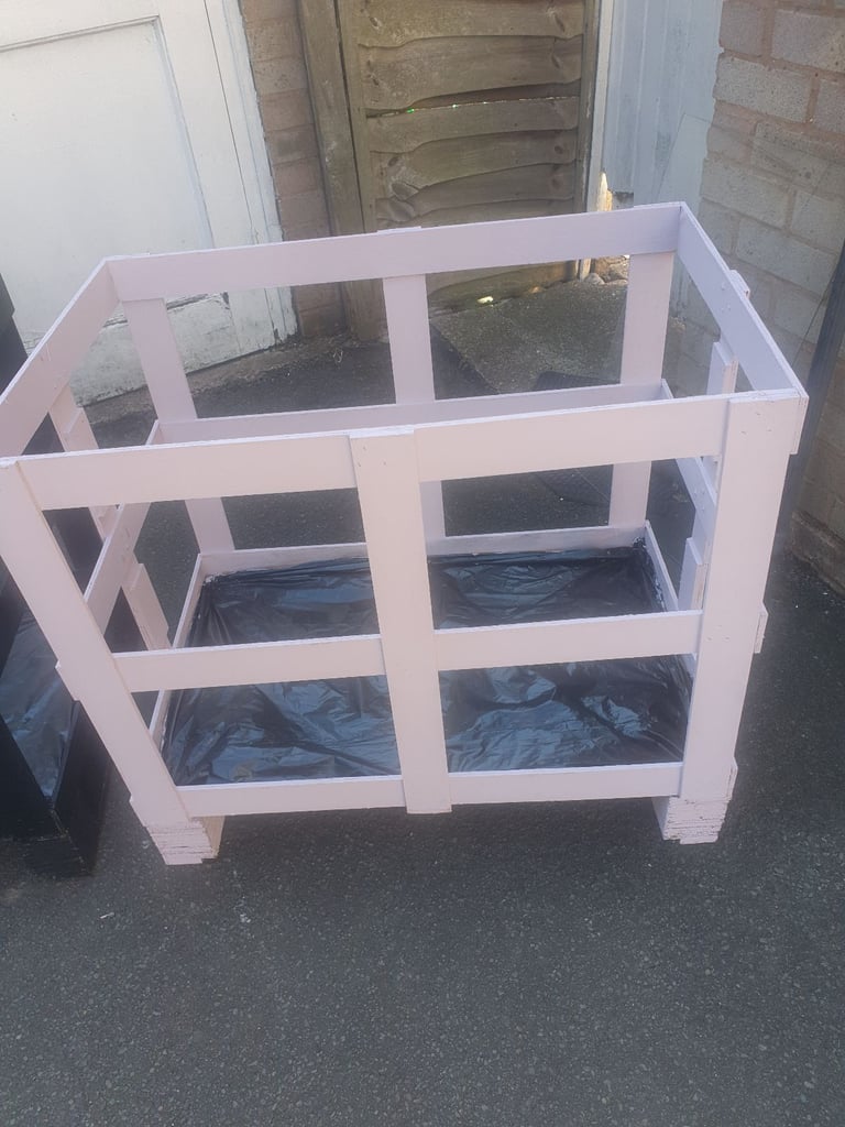 Black & Light Purple Wooden Storage Boxes, 32 x 28 x 21 inches , Sanded & Painted, 