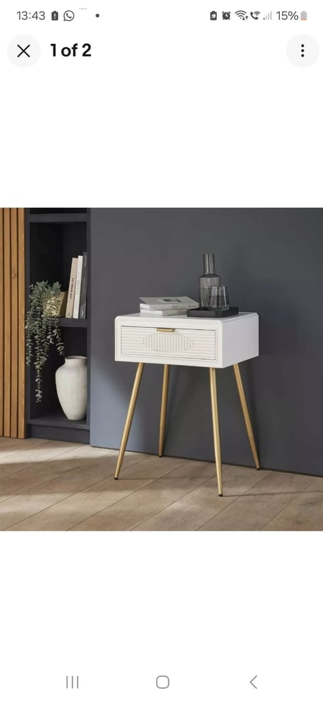 Brand New In Box Addison 1 Drawer, White Bedside Table.