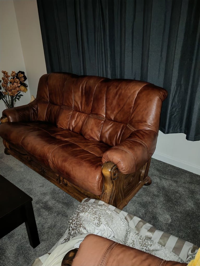 Reduced to Sell Vintage Brown Leather Dutch Style Sofa - Good Condition