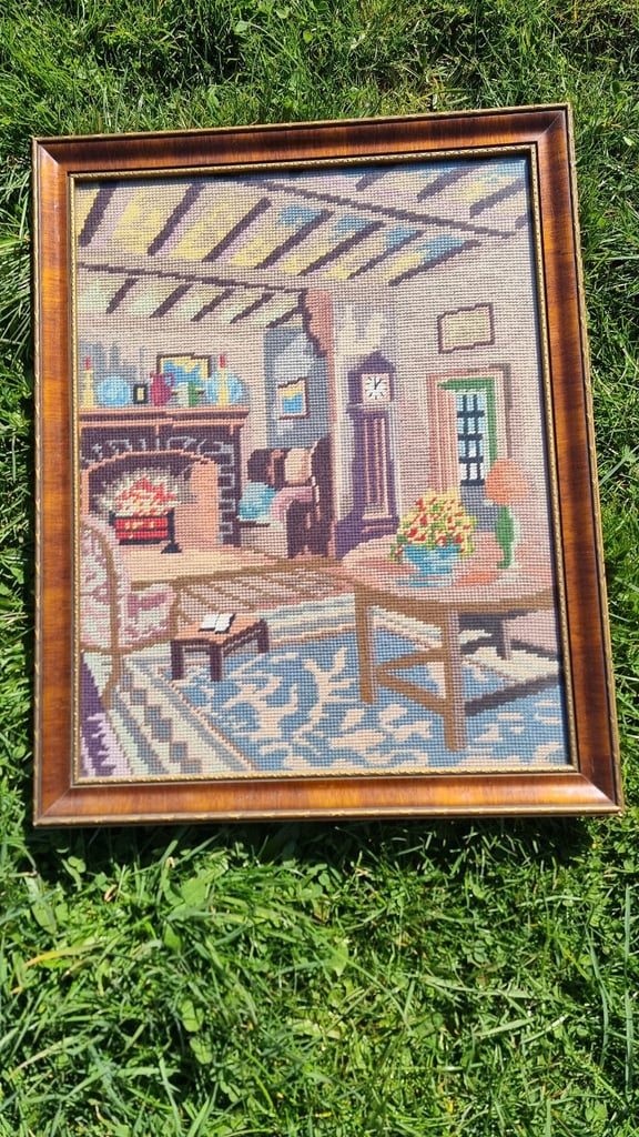 image for 10X Antique Tapestry - Embroidery Framed Panel Collection LOT