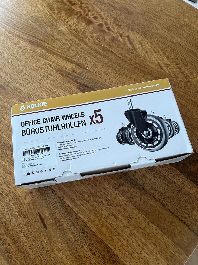 image for Holkie Heavy Duty Office Replacement Chair Wheels 11x22mm Set of 5