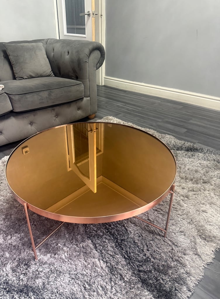 Glass mirror coffee table 