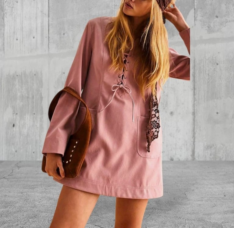 Free People Bradley Suede Mini Dress Pink Size Small