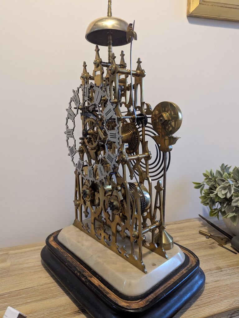 A Fine Large Victorian Twin Fusee Skeleton Clock c1870