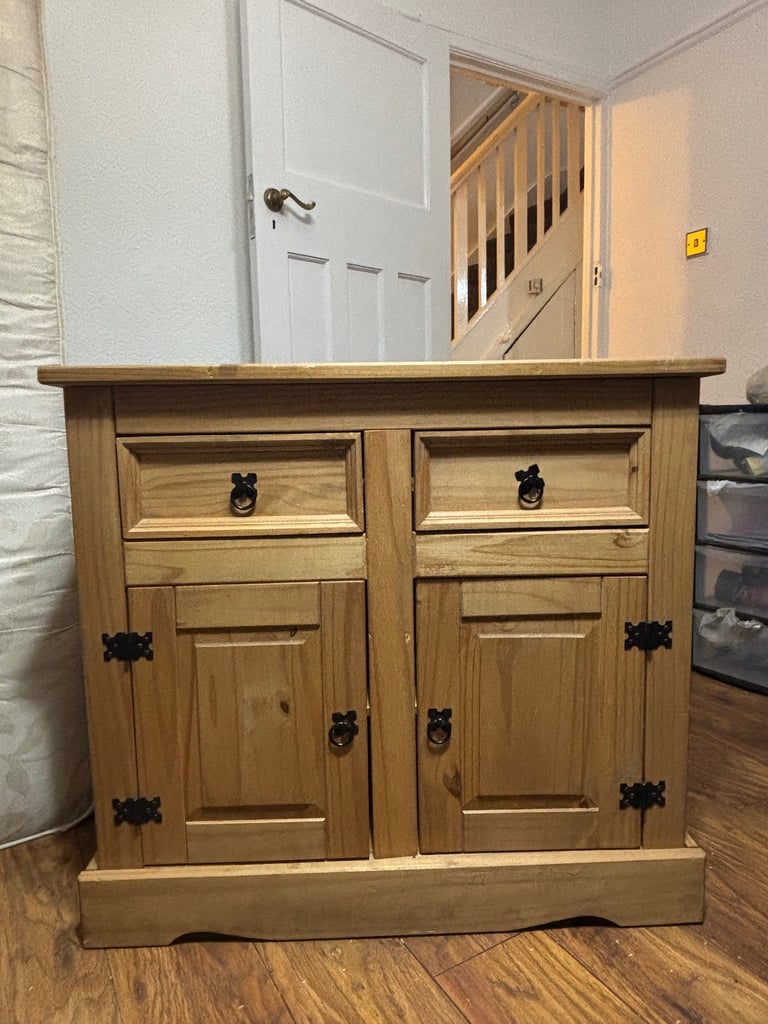 image for Solid Pine Wooden Sideboard / Cabinet with Drawers and Cupboards