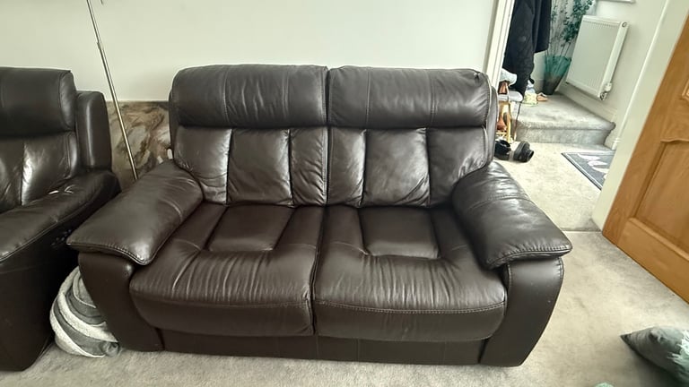 2 seater brown leather sofa  