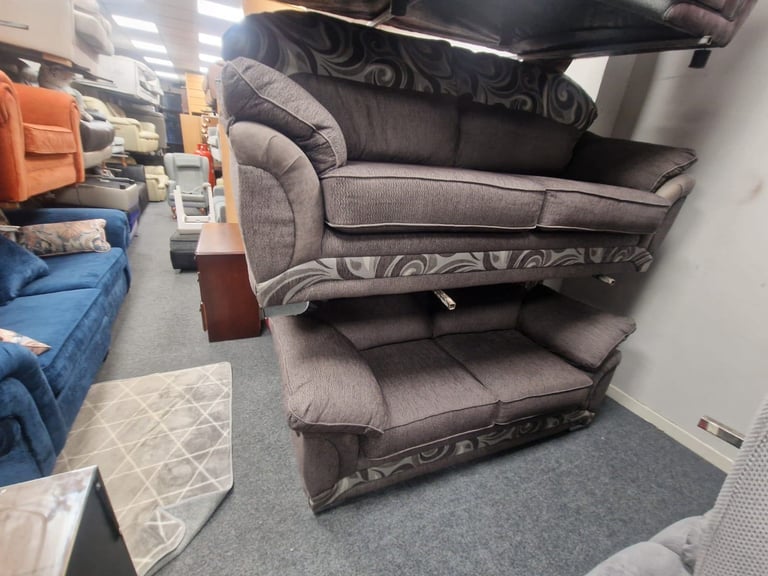 image for Modern 3 and 2 seater sofa in a tan fabric   Only £225