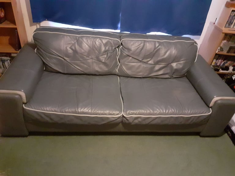 image for Sturdy 3 seat leather sofa, collection only 