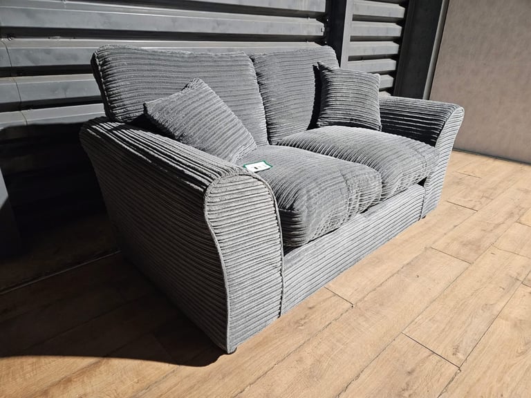 Barely Used Cord Fabric 2 Seater sofa - Grey.