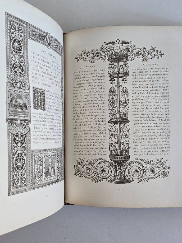 1883 Antique Large KJV New Testament w/Engravings Leatherbound English Bible Complete -142 Y/O