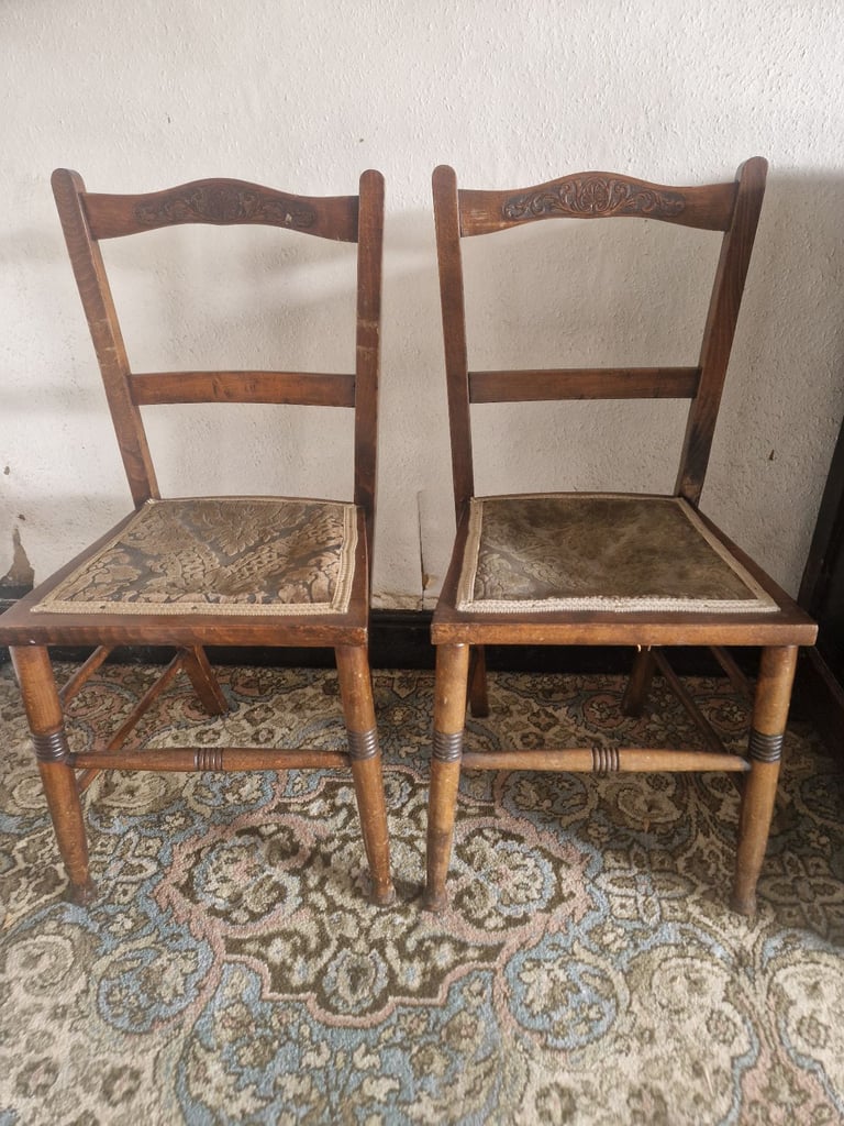 image for Pair of antique victorian dining chairs 