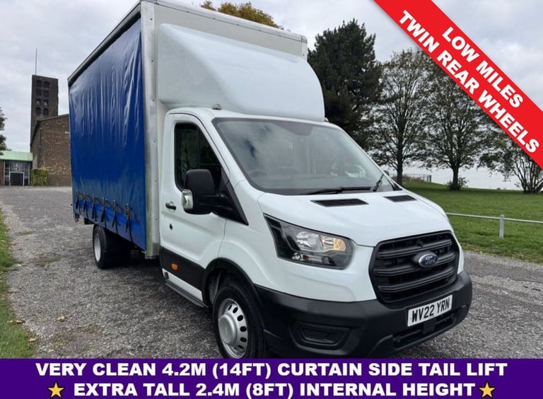 2022 Ford Transit 2.0 350 3.5t. L4 Lwb 4.2m Curtainside Tail Lift, Eu 6, RWD, DRW 130ps Curtain S...